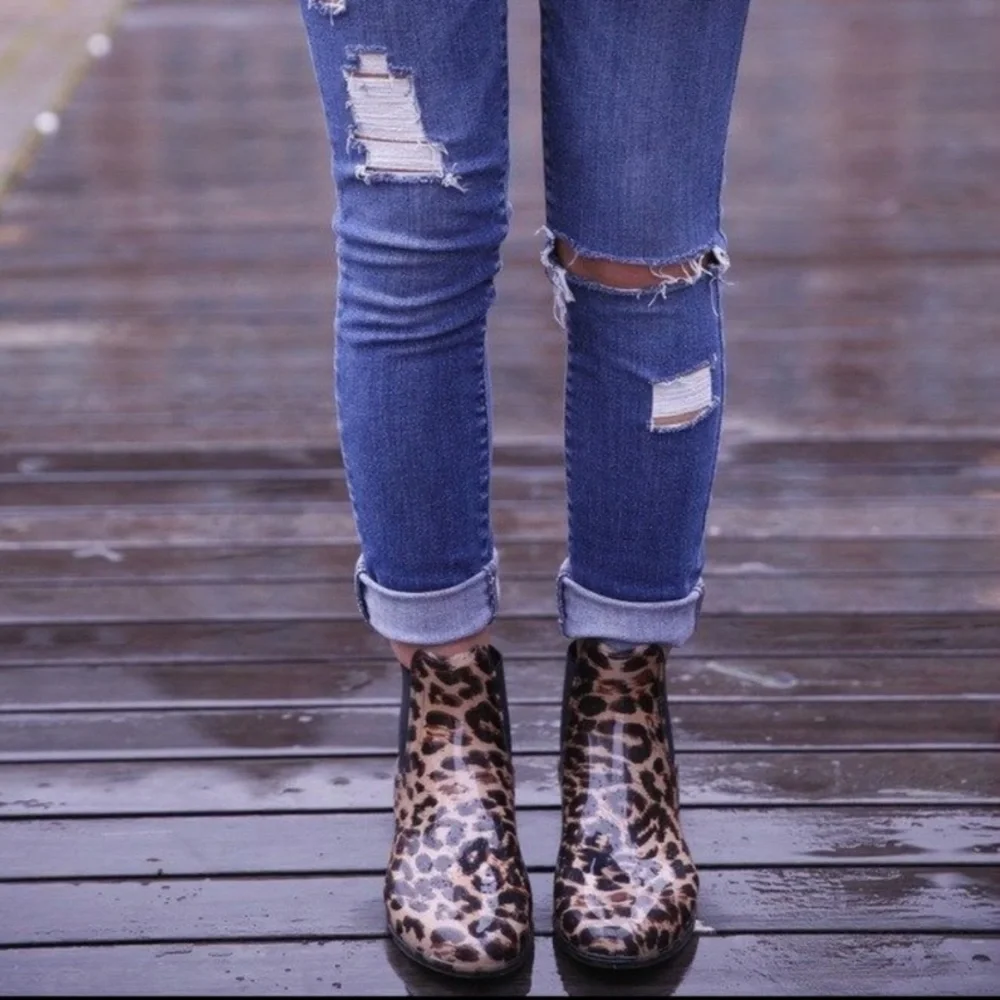 J. Crew Leopard Print Chelsea Rain Bootie - Picture 3 of 14
